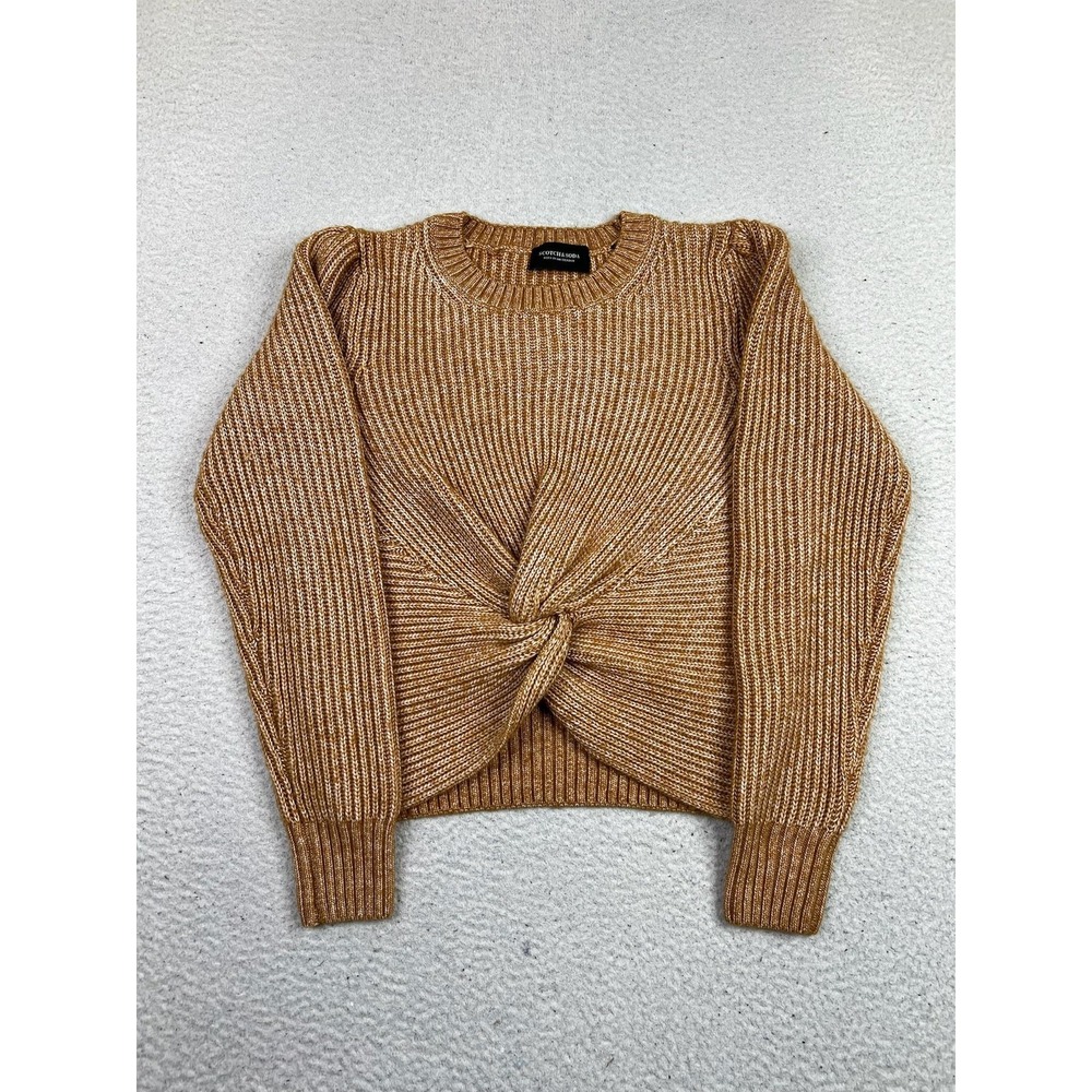 Scotch & Soda Womens‎ Brown Rib Knit Front Twist Pullover Sweater Medium